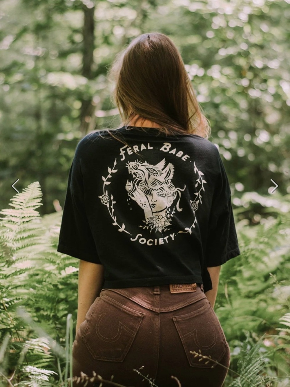 Simka Sol Feral Babe Society Vintage Cropped Tee, Black